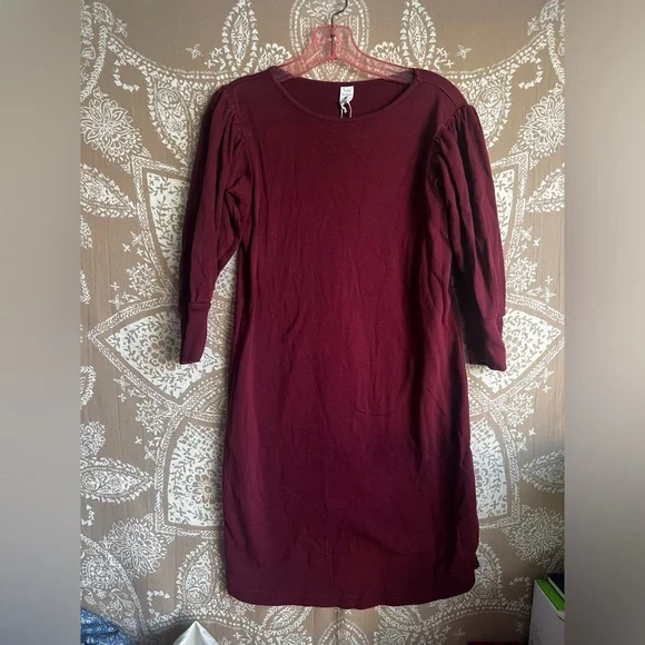 knee length dresses for ladies Red Puff Sleeve Quinn Midi Dress